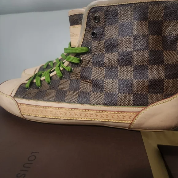 Louis Vuitton Brown Damier Ebene Canvas Leather High Top Vintage - Picture 12 of 14